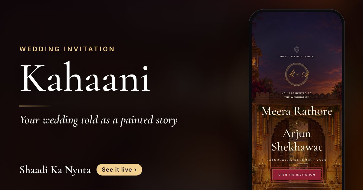 Kahaani wedding invitation design: Your wedding told as a painted story, scene by scene.