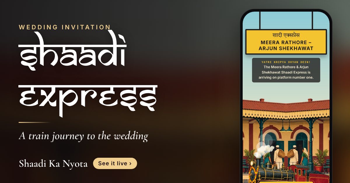 Shaadi Express wedding invitation design: A train journey to the wedding: every section a station, a ticket for every guest.